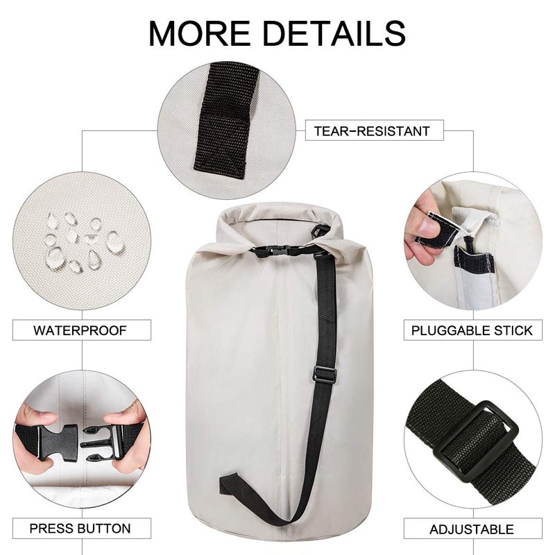 WOWLIVE Extra Large Foldable Laundry Bag Laundry Basket Collapsible Laundry Hamper Backpack Liner Dirty Clothes Hamper Standing Waterproof Hampers for Dorm Room (Beige) - Image 4